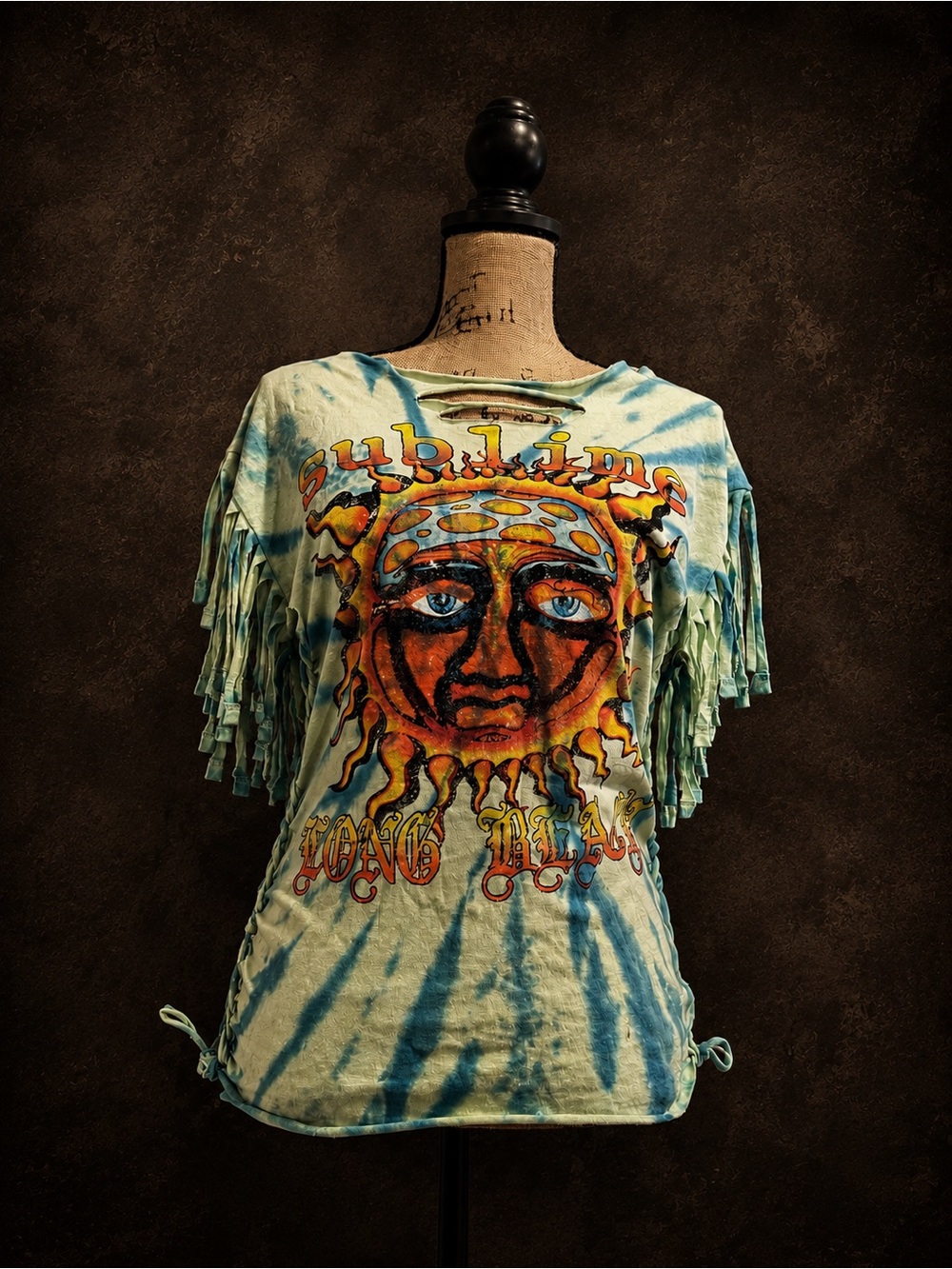 Sublime Tie-Dye Fringe Tee - Blue/Yellow